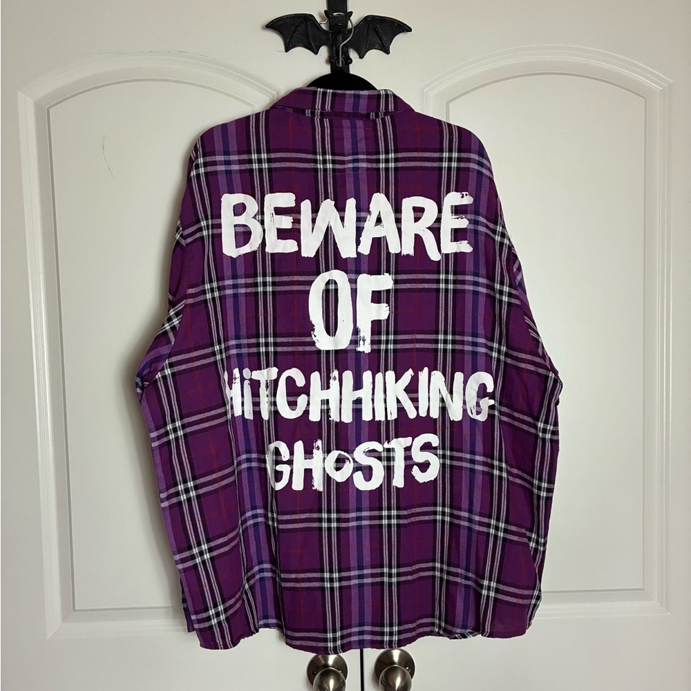 Cakeworthy NWOT Haunted Mansion Hitchhiking Ghost Plaid Button Up Shirt  4X